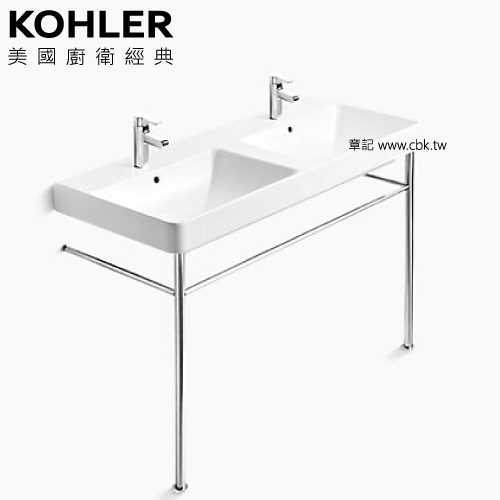KOHLER Forefront 一體式檯面盆附腳架(120cm) K-2748T-1-0_K-10897T-CP  |面盆 . 浴櫃|檯面盆